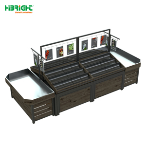 ชั้นวางผักและผลไม้สองด้านยอดนิยมของ Highbright สำหรับซูเปอร์มาร์เก็ตและร้านขายของชำ - Product Image 1