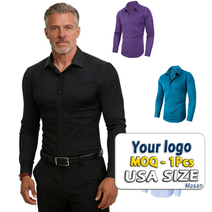Camisas de Vestir Alimens&Gentle ODM de Spandex/Algodón, Elásticas en 16 Direcciones, Corte Ajustado, Manga Larga, con Botones, Casuales de Negocios, Sin Arrugas, para Viajeros - Product Image 1