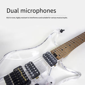 กีตาร์ไฟฟ้าอะคริลิคแบบไม่มีหัว รุ่น OEM ขายส่ง โปร่งใส คริสตัล ดีไซน์ Dual-Shift Trill คุณภาพระดับ Heirloom สำหรับนักดนตรี - Product Image 4