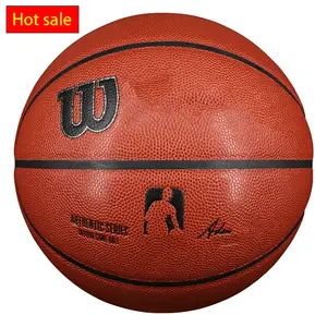Logo personnalisé OEM WilsoNB Wine Red Basketball d'entraînement en salle avec super fibre PU Tailles 7 6 5-Directement du fabricant