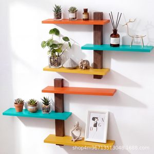 Wooden Wall <b>Shelf</b> Rectangle 3 Floors Durable Multi Layer Storage <b>Rack</b> For Home Decor Entryway Wall Mounted Type - Product Image 5