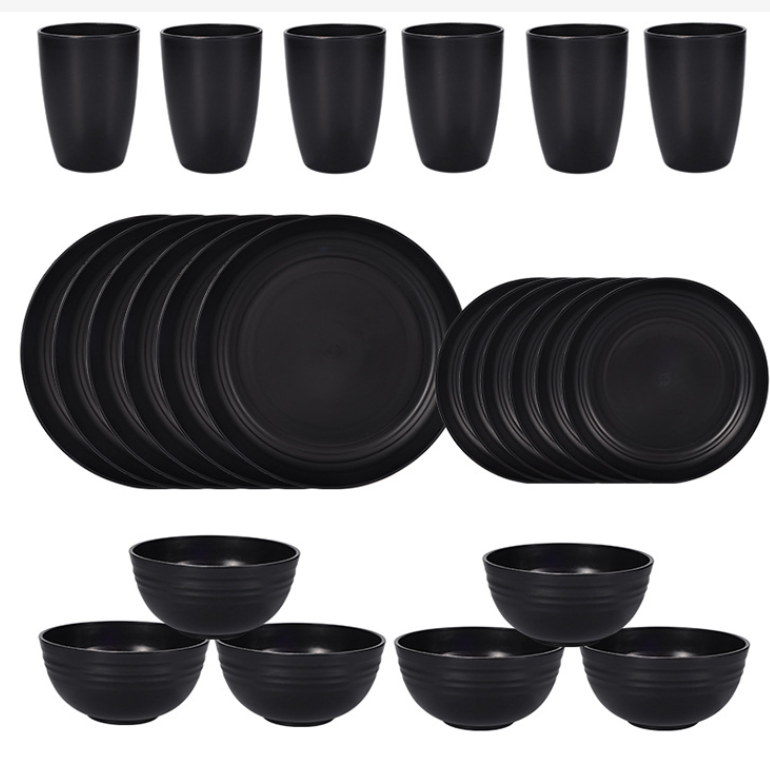 Juego negro de 24 piezas para 6 personas (Tipo A)