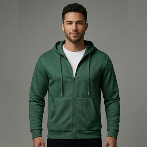 Sudadera con capucha informal personalizada para hombre, con cremallera, manga larga y bolsillo frontal, proveedor mayorista de ropa - Product Image 1