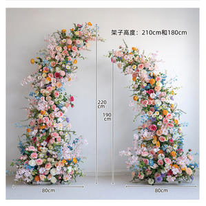 Più recente disegno popolare <span class=keywords><strong>rosa</strong></span> artificiale corno arco <span class=keywords><strong>fila</strong></span> con verde per la decorazione di scena di sfondo di nozze - Product Image 6