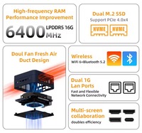 Mini PC NUC R5-6600U Baru 16GB DDR5 RAM 512GB M.2 SSD 2*RJ45 Komputer Kecil untuk Rumah dan Bisnis Windows Mini PC
