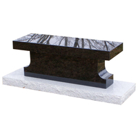 Banc de cimetière en granit noir de style américain, design de pierre tombale personnalisé du Vietnam, haute durabilité