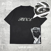 PEERAGE fabricant personnalisé hommes strass écran DTG impression boîte coupe T-shirt 250 Gsm 100% coton coupe régulière T-shirt pour hommes