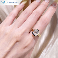Tianyu Bague de Fiançailles Personnalisée en Or Massif 14K 18K, Bijoux, Moissanite Taille Émeraude 7x9mm, Prix Usine, Bague de Fiançailles Diamant