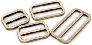 Loosco Deslizadores de Metal Planos Ajustables, Hebillas Triglide para Correas, Sujetadores de Correa, Ajustadores de Cinturón para Bolsos de Cuero, Latón Cepillado - Product Image 3