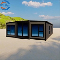 Maison préfabriquée économique WinFair, maison conteneur pliable extensible de 40 pieds avec cuisine pour l'hébergement en cas de catastrophe