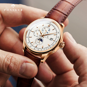 Reloj de Cuero PONIGER 2026 OEM para Hombre, Directo de Fábrica, 4 Colores, Relojes de Pulsera para Hombre, Automático W P8.15, Reloj Masculino de Lujo - Product Image 3