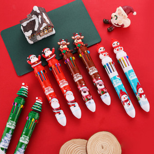 Christmas 10 Color Ballpoint <b>Pen</b> <b>Multi</b> <b>Colored</b> Ink Plastic Novelty <b>Pen</b> For Office School Use - Product Image 3