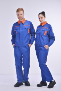 Uniforme de travail unisexe avec design bicolore, vêtements de travail en stock avec fermeture éclair et plusieurs poches - Product Image 5