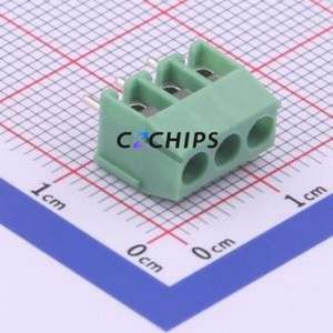 DB301V-3.5-3P-GN-S Screw Terminal Block Through hole Component (THT),P=3.5mm Connector 1x3P 3.5mm Green Through Hole - Product Image 1