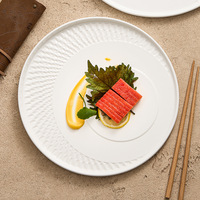 Assiette à dîner en céramique de style nordique minimaliste - Résistante au micro-ondes, durable, style restaurant, assiette à steak avec soucoupe pour la maison et l'hôtellerie