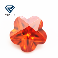 5A Kualitas 3*3mm-12*12Mm Oranye/Oranye Merah Mesin Potong Bunga Potongan Kubik Zirkonia Batu Permata Longgar Bunga Sintetis Bentuk Batu CZ