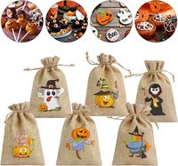 Petits sacs en toile de jute personnalisés avec logo imprimé, sacs à friandises en lin mignons, cadeaux, pochette à cordon