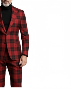 Manteau de Costume Élégant à Carreaux Rouges et Noirs pour <span class=keywords><strong>Homme</strong></span> 2026 – Tenue Formelle et Décontractée de Créateur Moderne et Tendance - Product Image 5