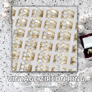 Anillo de Eternidad Geométrico Vintage de Acero Inoxidable Chapado en Oro con Circonita para Mujer, Venta al por Mayor, para Regalos de Boda y Compromiso - Product Image 2