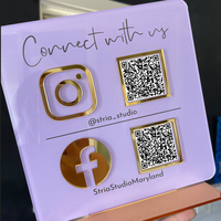 Signe de logo de site Web de dessus de table personnalisé Plaque de code Qr Signes de médias sociaux Scan To Pay Signe acrylique