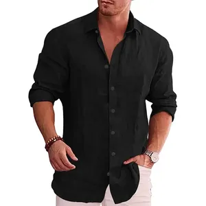 <span class=keywords><strong>Camicia</strong></span> da uomo autunnale a maniche lunghe in <span class=keywords><strong>lino</strong></span> <span class=keywords><strong>casual</strong></span>, tinta unita, monopetto, con cappuccio, taglie forti fino alla 6XL, bestseller - Product Image 2