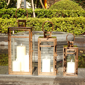 Set di 3 di lusso <span class=keywords><strong>in</strong></span> oro rosa lanterna portacandele con <span class=keywords><strong>vetro</strong></span> temperato per il giardino corridoio decorazione di nozze - Product Image 5