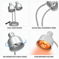 Lampe chauffante électrique pour buffet, double tête, col de cygne réglable, pour restaurant, cafétéria, service de viande et de steak
