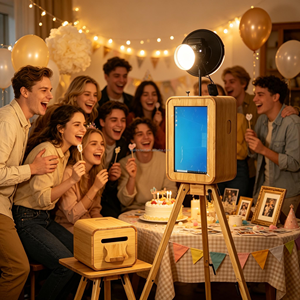 Photomaton en bois populaire avec écran tactile de 18,5 pouces, haut-parleur <span class=keywords><strong>Marshall</strong></span> et lampe flash en option, kiosque à selfies pour événements - Product Image 6