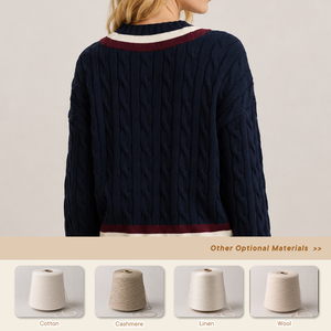 <span class=keywords><strong>Pull</strong></span> en coton tricoté à col en V pour <span class=keywords><strong>femme</strong></span>, confortable, idéal pour le bureau et les occasions spéciales - Product Image 2