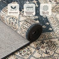 Tapis vintage bohème floral rétro, grand, noir, doux, à poils ras, résistant aux taches, lavable, antidérapant, pour chambre d'enfant, décoration intérieure
