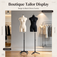 FBTJ-060 Mannequin de couture professionnel avec support, base à roulettes et trépied pour studio et modification de vêtements