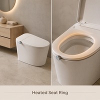 WC intelligent monobloc en céramique avec double chasse à siphon, bidet intégré, siège chauffant électrique et télécommande pour la maison
