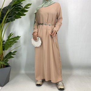 Modest Wear Closed <b>Abaya</b> Maxi Dress <b>Plain</b> Color for Muslim Women 6597# - Product Image 4