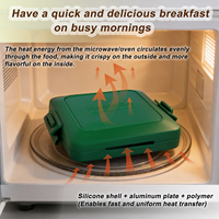 Plat à four à micro-ondes avec couvercle, ustensile de cuisson en silicone, plaque de cuisson, accessoires de cuisine pour un résultat de cuisson et de pâtisserie uniforme