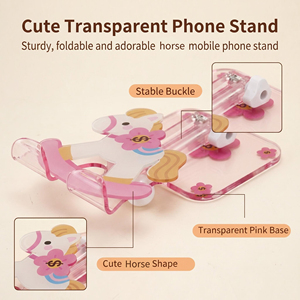 Custom Logo Anti-tipping Horse Acrylic Phone Stand Telescopic Foldable Adjustable Tablet Holder for Desk Gift Wholesale - Product Image 2