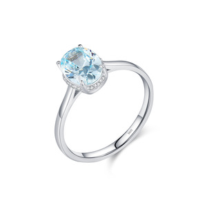 S925 5A Gradd <span class=keywords><strong>anello</strong></span> di <span class=keywords><strong>zircone</strong></span> <span class=keywords><strong>blu</strong></span> Non appannato anelli in argento Sterling con gemma per una donna - Product Image 1