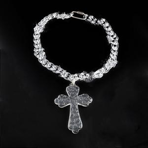 Bijoux Hip Hop pour adolescents garçons pendentif croix personnalisé gros tour de cou clair jésus Laser UV Cool collier chaînes de mode QH - Product Image 1