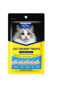 Toptan kedi püresi kedi kremsi davranır kedi şerit 15g Pet ıslak gıda tavuk + keçi süt aroması 5 adet/torba OEM/ODM - Product Image 3