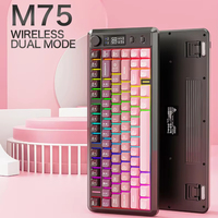 Clavier sans fil Freewolf M75 BT double mode, touches PBT dégradées avec affichage, clavier de jeu