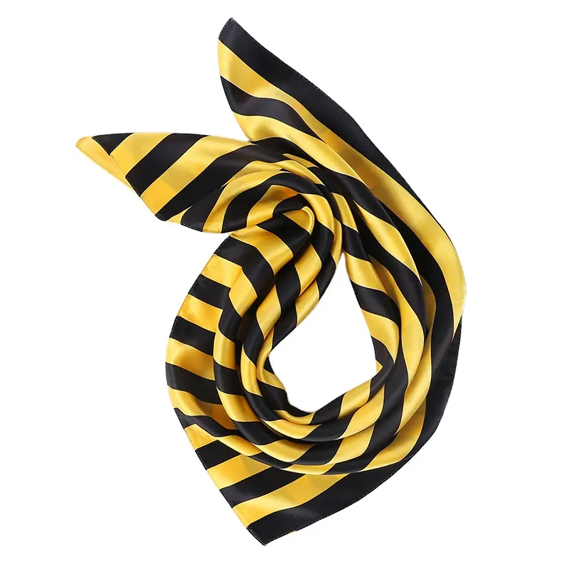 China Black and Yellow Striped Custom Printed Silk Scarf