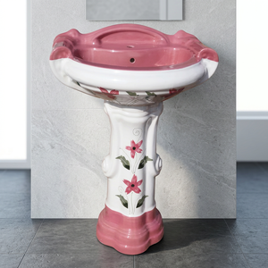 Factory Direct Supply Bathroom Sink Hand Pedestal <b>Round</b> Vanity Design Washing Hand Pedestal Washbasin - Product Image 4