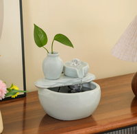 Sculpture décorative en céramique de style chinois, peinte à la main, motif végétal, avec poisson pour un flux d'eau porte-bonheur Feng Shui