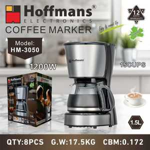 Machine à café électrique à filtre Hoffmans 1200W la plus vendue, 220V, 1,5L, 15 tasses, brassage rapide avec <span class=keywords><strong>carafe</strong></span> en verre pour le bureau en Afrique - Product Image 6