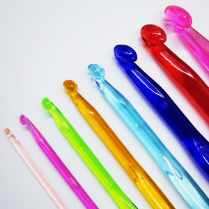Colored Plastic <b>Crochet</b> <b>Hook</b> 3.0-12MM Transparent Thickened Yarn Knitting Tool Single Headed Craft Supply - Product Image 3