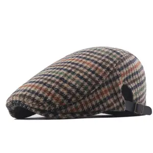 थोक शरद ऋतु और सर्दियों सस्ते कस्टम क्लासिक houndstooth डिजाइन के साथ आइवी टोपी टोपी