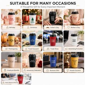 Custom logo PP 12oz Portable Double Wall Plastic Coffee Mug Promotional Gift <b>Reusable</b> Coffee <b>Cup</b> With Lid - Product Image 6
