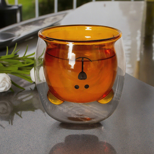 Tazza per orsetto trasparente ad alto borosilicato carina bicchieri di vetro a doppia parete resistenti al calore bicchieri - Product Image 4