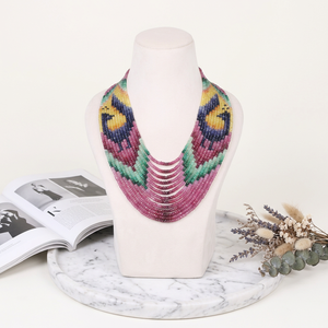 Collar de Joyería con Cuentas de Piedras Preciosas de Zafiro Multicolor en Forma de Rondelle, Diseño Natural - Product Image 1