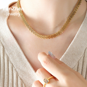 Joyería Metálica Hipoalergénica de Acero Inoxidable Resistente al Agua y al Deslustre, <span class=keywords><strong>Cadena</strong></span> Tejida Personalizada de Moda, Ancha - Product Image 4