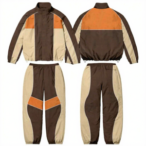 Veste et pantalon à fermeture éclair élastique personnalisés avec logo imprimé, 100 % coton, coupe classique, imperméables, coupe-vent, écologiques, séchage rapide - Product Image 1